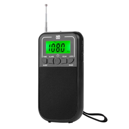 Swiixxer 1 PCS Tragbares AM FM KW-Radio Transistorradio mit LED-Taschenlampe Schwarzes Kunststoff-Notfall-Taschenradio für Outdoor-Camping von Swiixxer