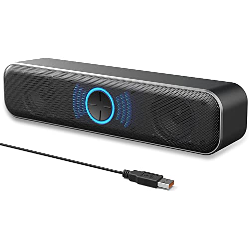 Swiixxer 1 Stück USB-Computerlautsprecher Computer-Soundbar-Podcast-Ausrüstung mit Digitalem Lautstärkeregler Stereo-Sound für Desktop-, Laptop- und PC-Gaming-Lautsprecher von Swiixxer