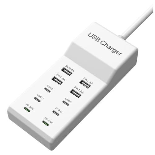 Swiixxer 100-W-USB-C-Ladestation, 10-Port-USB-C-Ladestation, Desktop-USB-PD-Schnellladegerät für Mehrere Geräte, Schnelle USB-Steckdosenleiste, EU-Stecker von Swiixxer