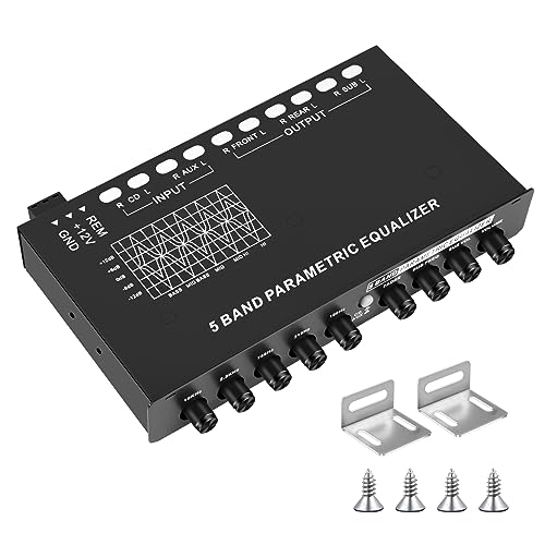 Swiixxer 5-BüNde Auto Audio Equalizer, Einstellbarer 7 Band EQ Auto VerstäRker Grafik Equalizer mit CD/AUX Eingangs Schalter, Schwarz von Swiixxer