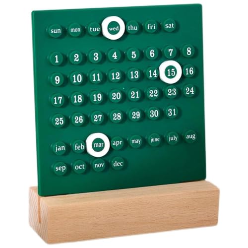 Swiixxer Schreibtischkalender Aus, Ewiger Kalender, Retro-Haus, Einzigartige Geschenke, Monats- und Datumsanzeige, Schreibtischdekoration für das Büro, Langlebig, Einfach zu Verwenden, 13,5 X 18 von Swiixxer