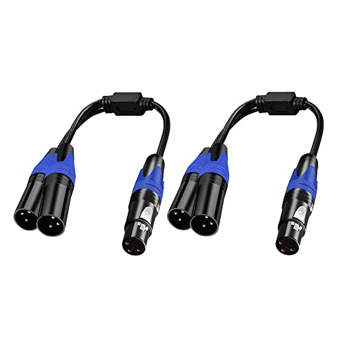 Swiixxer XLR-Splitterkabel, 1 XLR-Buchse auf 2 XLR-Stecker, Y-Kabel, Symmetrisches Mikrofon-Splitterkabel, Audioadapter, 2Er-Pack von Swiixxer