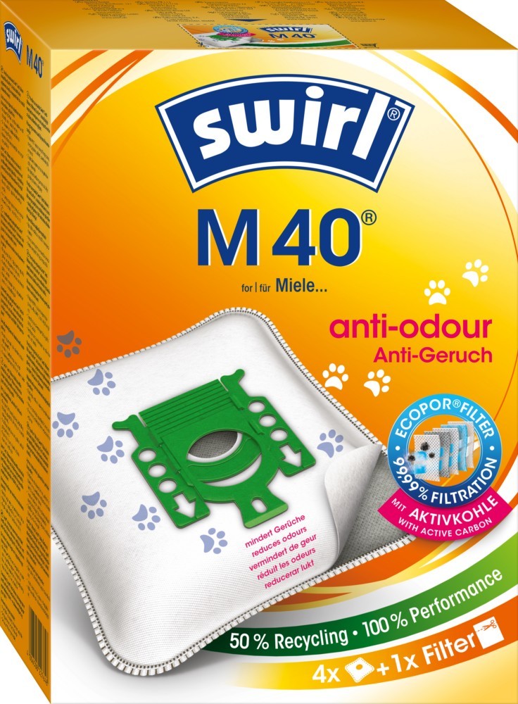 Swirl Staubbeutel M 40 Anti-Odour VE4 227648 Anti-Odour (EcoPor) von Swirl