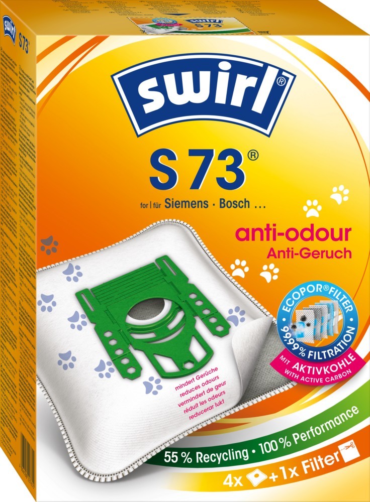 Swirl Staubbeutel S 73 Anti-Odour VE4 227655 Anti-Odour (EcoPor) von Swirl