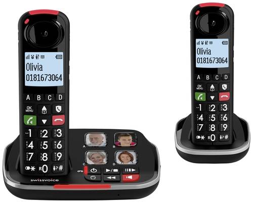 SwissVoice Xtra 2355 Duo Schnurloses Seniorentelefon Anrufbeantworter, Foto-Tasten, Freisprechen, f� von Swissvoice