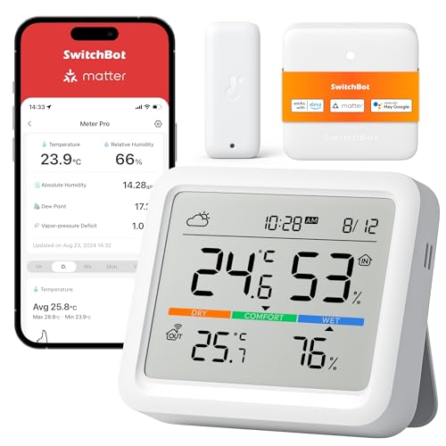 SwitchBot Wlan Wetterstation Funk mit Außensensor, Matter Hygrometer Thermometer Innen, Temperatursensor mit IP65 Außenthermometer und Matter Hub, Kompatibel mit Alexa, Apple Home, Google Home SwitchBot Wlan Wetterstation Funk mit Außensensor, Matter Hygrometer Thermometer Innen, Temperatursensor mit IP65 Außenthermometer und Matter Hub, Kompatibel mit Alexa, Apple Home, Google Home von SwitchBot