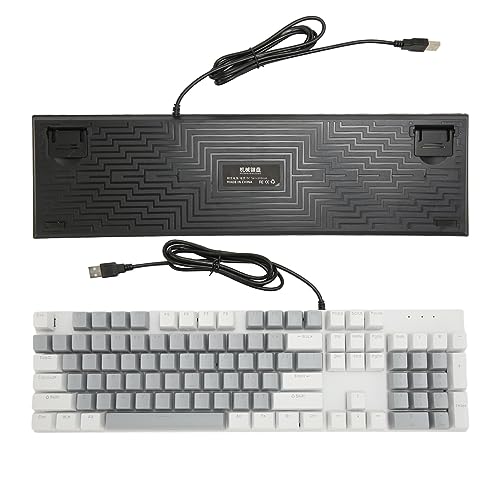 104 Tasten, Kabelgebundene USB Gaming Tastatur, Mechanische Tastatur mit Ziffernblock, Roter Schalter, 28 RGB, 8 Hintergrundbeleuchtungsfarben, Anti Ghosting, Mechanische (Weiß von Sxhlseller