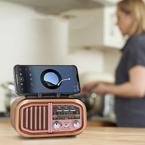 AM FM SW-Radio, Kabelloser Retro-Vintage-Bluetooth5.0-Lautsprecher, Tragbares Altmodisches Radio Im Klassischen Stil mit Solarbetriebenem und Wiederaufladbarem USB-Anschluss, von Sxhlseller