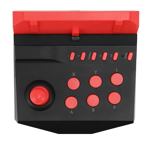 Arcade Game Joystick Fight Stick Controller mit Burst-Funktion, Klassisches Design, Unbegrenzte Akkulaufzeit, Einfach zu Bedienen für Switch, Switch Lite (Schwarz Rot) von Sxhlseller