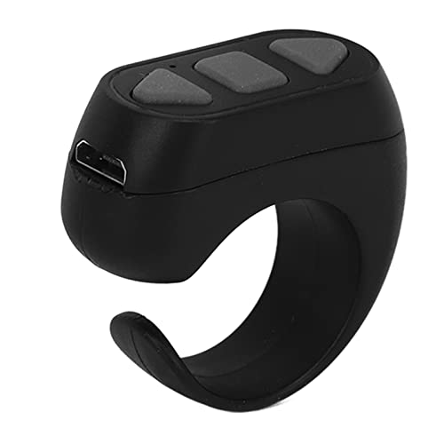 Sxhlseller Bluetooths Fernbedienung Seite Turner, Ringe Remote Video Selfie Taste für Handy, Unterstützung APP, Ringe Camera Shutter Clicker für IOS für Android für Harmony OS (Schwarz) von Sxhlseller