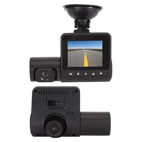 Dashcam Vorne Hinten Innen, 1080P Full HD 3-Wege-Dashcam für Autos mit 2,0-Zoll-Farbbildschirm, Weitwinkel-WDR-24-Stunden-Parkmodus, wasserdichte Nachtsicht-Loop- (Schwarz) von Sxhlseller