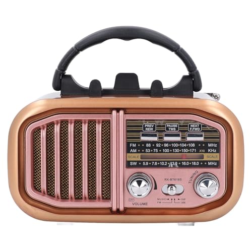 Kleines Vintage Radio, Retro Bluetooth Lautsprecher, Tragbares Radio FM AM SW, Solar- und Batteriebetriebenes Radio und Wiederaufladbares Radio, Unterstützt TF Karte und USB von Sxhlseller