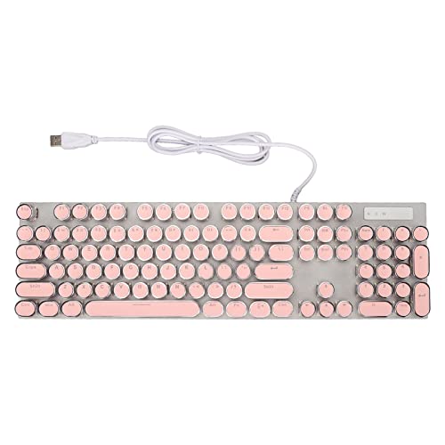 Mechanische Tastatur mit 104 Tasten, Schreibmaschinen Stil, Roter Schalter, Mechanische Gaming Tastatur, Runde Retro Tastenkappen, PC Tastatur mit RGB Hintergrundbeleuchtung für Win, für OS X(Rosa) von Sxhlseller