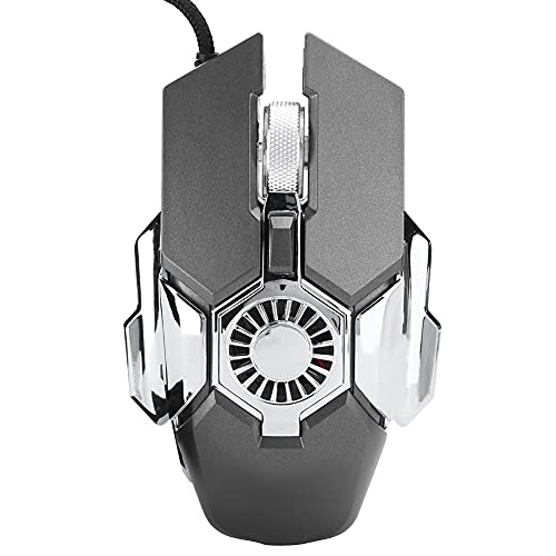 Sxhlseller Computermaus, Innovatives RGB-Gaming 6 Tasten Wired Gamer Mäuse für Laptop Desktop PC mit Lüfter (Gray) von Sxhlseller