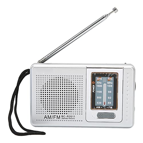 Tragbares AM/FM Radio, Batteriebetriebener Vintage Lautsprecher für Echtzeitnachrichten, Klassisches Taschenradio mit Eingebautem Lautsprecher für Reisen Im Freien, Silbergrau Tragbares AM/FM Radio, Batteriebetriebener Vintage Lautsprecher für Echtzeitnachrichten, Klassisches Taschenradio mit Eingebautem Lautsprecher für Reisen Im Freien, Silbergrau von Sxhlseller