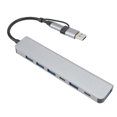 USB-Typ-C-Hub, Hochgeschwindigkeits-1-USB3.0-4-USB2.0-2-Typ-C-Port-USB-Splitter aus Aluminiumlegierung, für Laptop-Tablet-Telefon-PC, Kompatibel mit Computern, Smartphones, Tablets von Sxhlseller