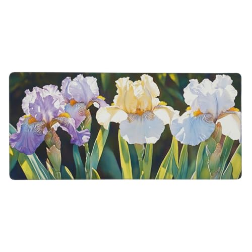 Blume Mauspad XXL 1200 x 600 mm, Schreibtischunterlage Weiß Mousepad mit rutschfeste Gummibasis, Vernähte Kanten Wetterfest Desk Mat, Großer Erweiterter Schreibtisch Schutz für Home Office Deko -Y508 von Syiboo