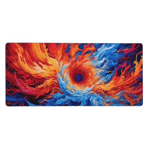 Mousepad Gelb Schreibtischunterlage Blau Mauspad XXL 1200 x 600 x 3 mm, WassXerdicht Mousepad Gaming Zubehör, Anti-Rutsch Desk Mat mit Genähte Kanten,Mauspads for Büro Deko,Geschenke für Frauen-Y1116 von Syiboo