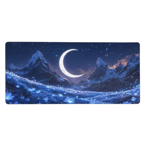 Mousepad Mond Schreibtischunterlage Landschaft Mauspad XXL 1200 x 600 x 3 mm, WassXerdicht Mousepad Gaming Zubehör,Anti-Rutsch Desk Mat mit Genähte Kanten,Mauspads Büro Deko,Geschenke für Frauen-Y1173 von Syiboo