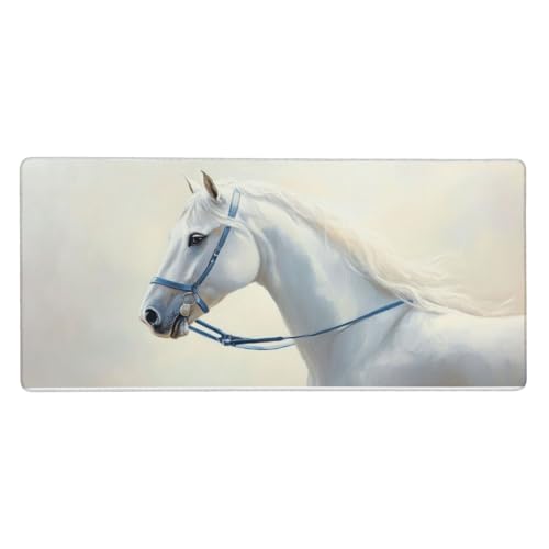 Mousepad Weiß Schreibtischunterlage Tier Mauspad XXL 1200 x 600 x 3 mm, WassXerdicht Mousepad Gaming Zubehör, Anti-Rutsch Desk Mat mit Genähte Kanten, Mauspads for Büro Deko, Geschenke für Frauen -Y69 von Syiboo