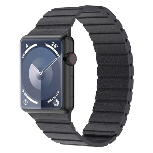 Synchro Bands Kompatibel mit Apple Watch Armband Magnetisch 38mm 40mm 41mm 42mm 44mm 45mm 49mm,Lederband Ersatzarmband Herren Damen Armbands für iWatch Series Ultra 9 8 7 6 5 4 3 2 1 SE von Synchro Bands