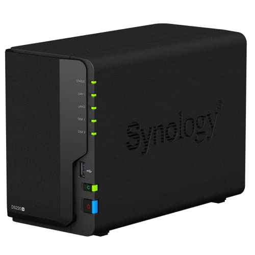 Synology DS220+ 2-Bay Diskstation NAS Intel Celeron J4025 2GB Ram 2xRJ-45 1GbE LAN-Port Bundle mit 2 x 4TB WD RED Plus HDD WD40EFZX von Synology