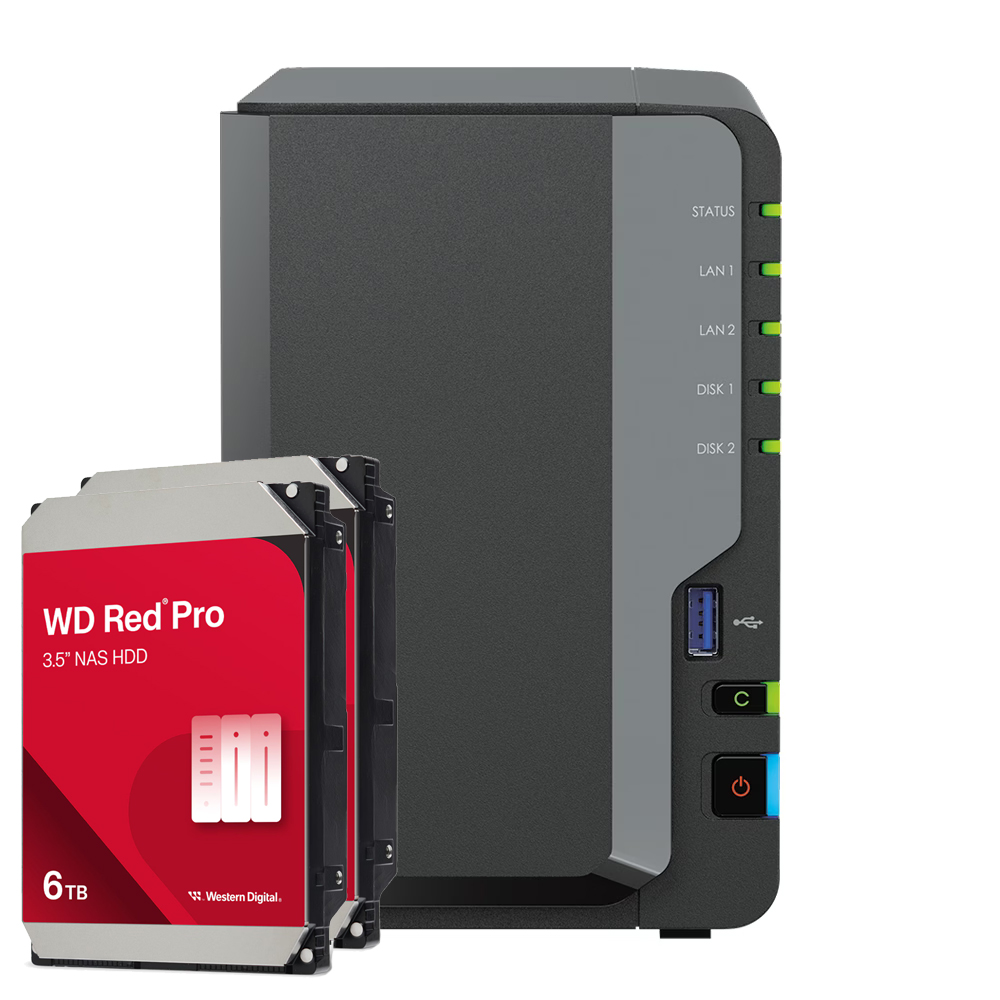 Synology DS224+ 12TB WD Red Pro HDD NAS-Bundle NAS inkl. 2x 6TB WD Red Pro HDD 3.5 Zoll SATA von Synology