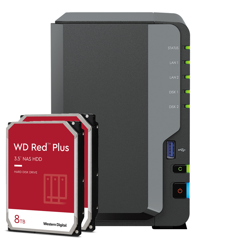 Synology DS224+ 16TB WD Red Plus NAS-Bundle NAS inkl. 2x 8TB WD Red Plus 3.5 Zoll SATA Festplatte von Synology