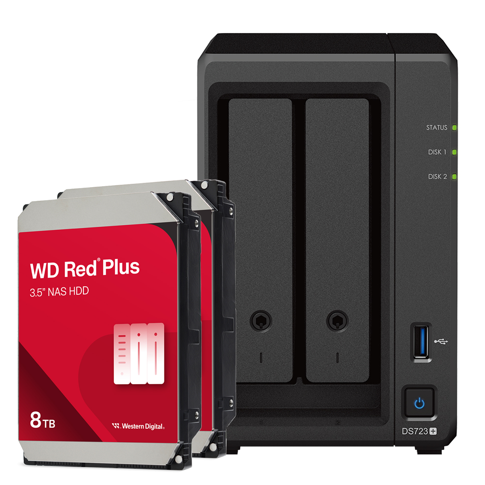 Synology DS723+ 16TB WD Red Plus NAS-Bundle NAS inkl. 2x 8TB WD Red Plus 3,5 Zoll SATA Festplatte von Synology