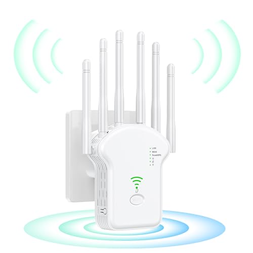 2025 WLAN-Extender Booster, 300 Mbps WLAN-Booster-Reichweitenverlängerung, WiFi-Repeater mit Ethernet-Anschluss, 6 Antennen, kabelloser Internet-Repeater, größere Abdeckung, Heim-Internet-Booster, von Synrroe