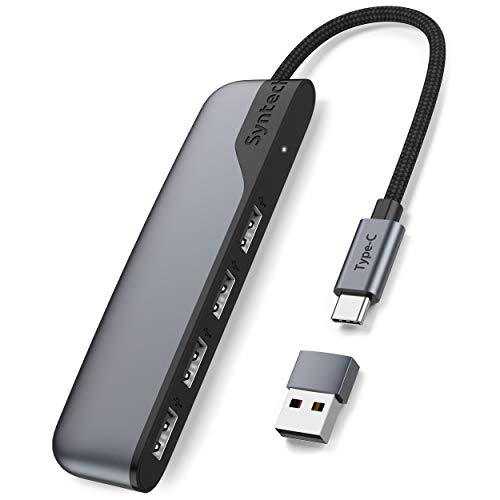 USB C auf USB Hub 4-Port, Syntech Typ C auf USB 3.0 Hub mit einem USB C auf USB Adapter (USB 2.0), Thunderbolt 3 auf USB Hub kompatibel mit Thunderbolt 4 MacBook Pro, iPad Pro, iPad Mini 6, iMac von Syntech