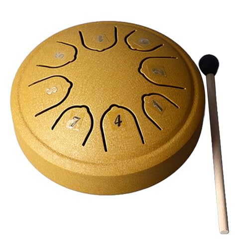 Syrisora Zungentrommel 4,5 Zoll 8 Tone C Key Carbon Steel Mini Tongue Drum für Erwachsene Kinder Anfänger (Gold) von Syrisora