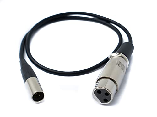 System-S Audio Kabel 50 cm Mini XLR 3 polig Stecker zu XLR 3 polig Buchse Adapter Schwarz von System-S