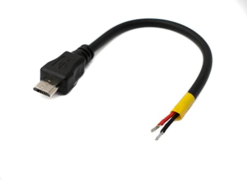 System-S USB 2.0 Kabel 10 cm Micro B Stecker zu 2X offene Kabelenden für Raspberry Pi, Schwarz von System-S
