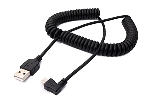 System-S USB 2.0 Kabel 200 cm Typ A Stecker zu Micro B Stecker Spirale Winkel in Schwarz von System-S