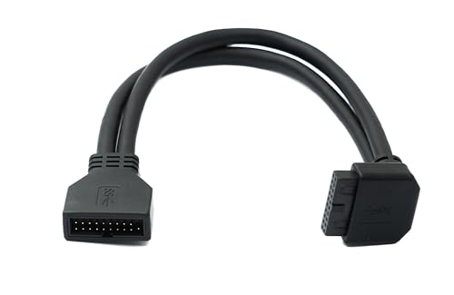 System-S USB 3.0 Kabel 25 cm 19 Pin Stecker zu 20 Pin Buchse Motherboard Up Angled Winkel 5 Gbit/s 100W von System-S