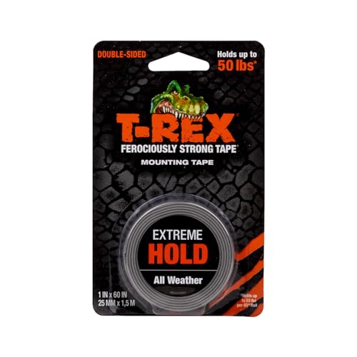T-Rex Extreme Hold Doppelseitiges Montage-Klebeband, hält bis zu 22,7 kg, 25 mm x 1,5 m, Schwarz von T-Rex
