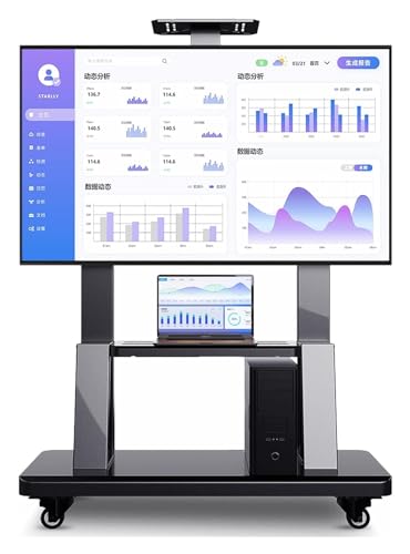 TV Bodenständer Rollbar, TV ständer rollbar, TV-Bodenständer for 40-75 Zoll Fernseher, Mobiler TV-Ständer for Schlafzimmer und Wohnzimmer, Robuster schwarzer TV-Rollwagen mit Ablagefläche und Rädern von TAIPINGOZ