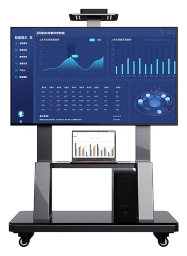 TV Bodenständer Rollbar, TV ständer rollbar, Verstellbarer mobiler TV-Bodenständer/Wagen, Universal-TV-Ständer auf Rädern, Schwarz von TAIPINGOZ