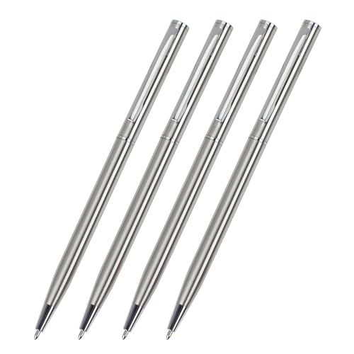 TAKOXIA Kugelschreiber, 4 Stück, Drehmechanik, Metall-Kugelschreiber mit Stiftclip, 0,7 mm, Büro, Signaturstift, Gästeanmelde-Stift für Hotelempfang von TAKOXIA