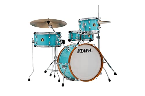 TAMA Club Jam Shell Pack – Aqua Blue (AQB) mit Hardware – 4-teiliges Komplettset mit 45,7 cm Bassdrum LJK48H4-AQB von TAMA