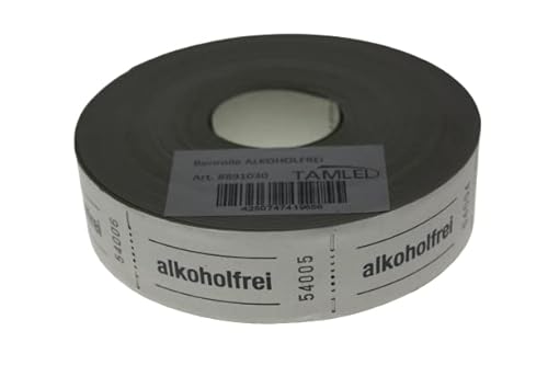 Bonrolle alkoholfrei grau - 1000 perforierte Abrisse Wertmarken von TAMLED