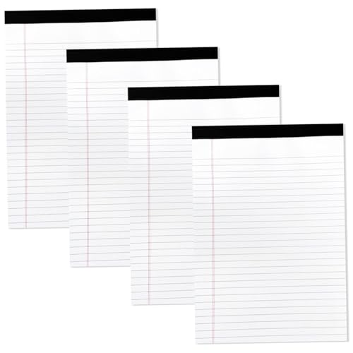 4pcs weiße Rechtspads, 8,4 x 11,7 Zoll breit geregeltes Legal Pad, 50 Blätter Schreibblock, Tränen in Notizböden für Büro -Haushaltsvorräte Bürovorräte von TANGPINGMAO