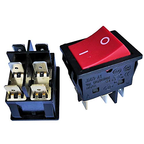 Leistungssteuerungsschalter, Wippschalter für Schweißmaschine JD03-A1, 6-polig, 250 V, 30 A, elektrischer Drucktastenschalter mit großem Strom, Rot, 2 Stück von TANIDA