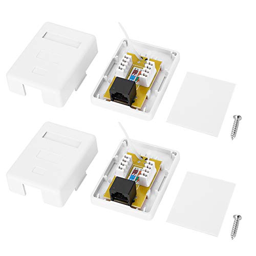 TANIQIACa 2 Stück RJ45-8P8C CAT6 Single Port Netzwerkverkabelung, Oberflächenmontierte Desktop-Informations-Anschlussdose von TANIQIACA