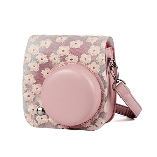 TANZWZGPKE Daisy Camera Bag One Schulter Instant Kamera Schutzhülle Fall 3 Farbe Leder Kamerasack for Polaroid Mini8 / 8 + / 9 Kameratasche(Daisy Powder) von TANZWZGPKE