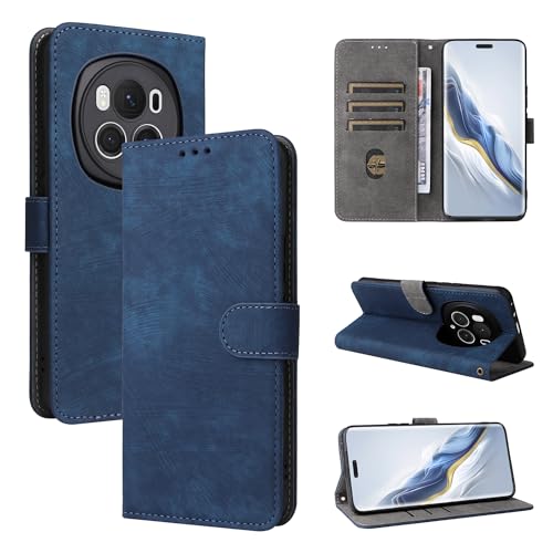 TAUYN Flip Folio Hülle für Honor Magic6 Pro/Magic 6 Pro, RFID Funktion Handyhülle, PU/TPU Leder Magnetverschluss Kartenschlitz Schutzhülle - Blau von TAUYN