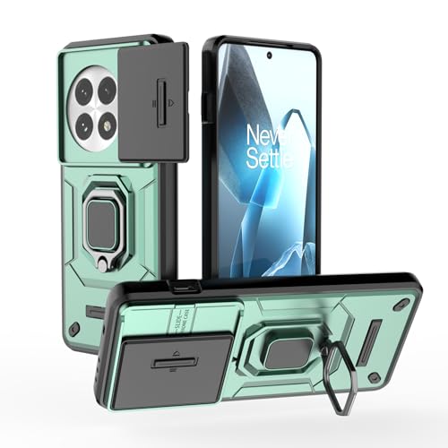 TAUYN Hülle für OnePlus 13, TPU/PC Stoßfest Heavy Armor Bumper Stoßfest Schutzhülle, Schiebedeckel, mit Ständer Handyhülle - Grün von TAUYN