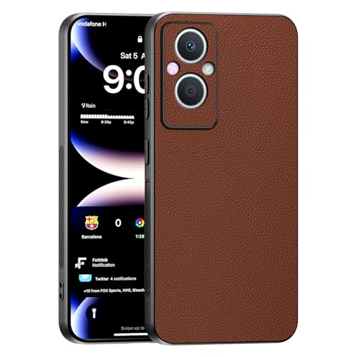 TAUYN Hülle für Oppo Reno 8 Lite / Reno8 Lite, Ultradünn Prämie PU Leder Back Handyhülle, Weicher Silikonrahmen, Stoßfest, Kratzfest Schützen Schutzhülle - Braun von TAUYN