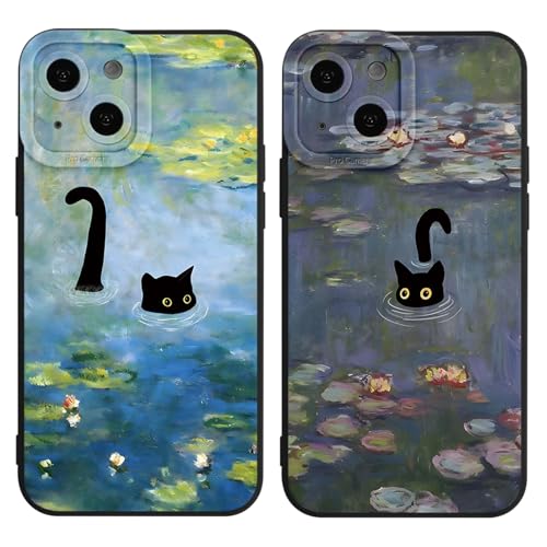 TBNMBGY 2 Stück Aesthetic Handyhülle für Xiaomi 15 Hülle 6,36",Cartoon Cute Blumen Katze Süßes Design Handyhülle Frauen Mädchen Schutzhülle Phone Case,TPU Stoßfest Schutzhülle für Xiaomi 15 von TBNMBGY